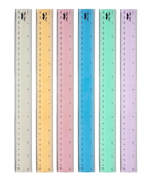 Mr. Pen- Plastic Rulers, 12 Inch, 6 Pack, Morandi Colors, Metric & Imperial, Clear Ruler Set-DeskLoop Office