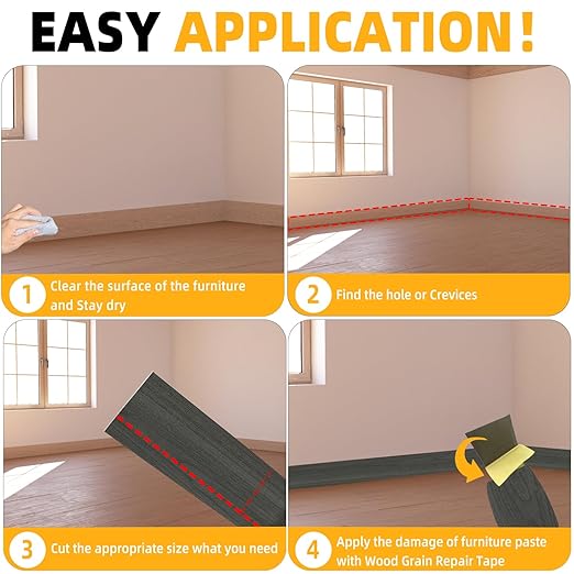 GSCIT Club Dark Walnut Wallpaper, 24 inch X 15ft Self Adhesive Wood Grain Repair Tape Patch for Tables, Chairs, Baseboards, Doors, Windows, Floors, Handicraft DIY.-DeskLoop Office