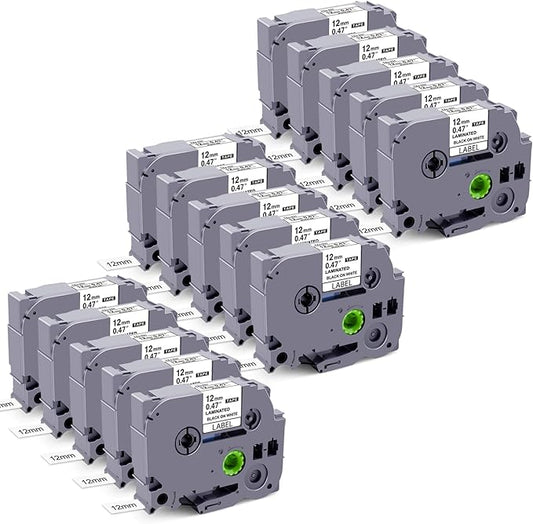 15Pack TZe TZ Tape 12mm 0.47 Laminated White Replacement for Brother P-Touch TZe-231 TZC-231 Label Maker Tape Compatible with Brother Label Maker PT-D210 PT-D220 PT-H110-DeskLoop Office