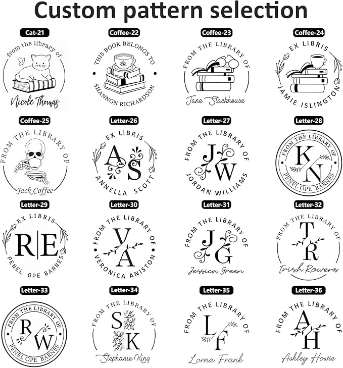 Custom Self-Inking Stamps | Personalized Book Stamp Gift for Book Lovers | 5 Ink Colors (Style06)