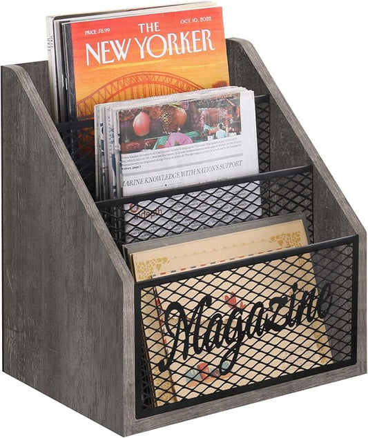 YINMIT Magazine Holder, Stepped 3 Tier Magazine Rack Floor, Magazine Storage Basket, Folder Organizer Bin for Magazines,Books,Newspapers,Tablets-DeskLoop Office