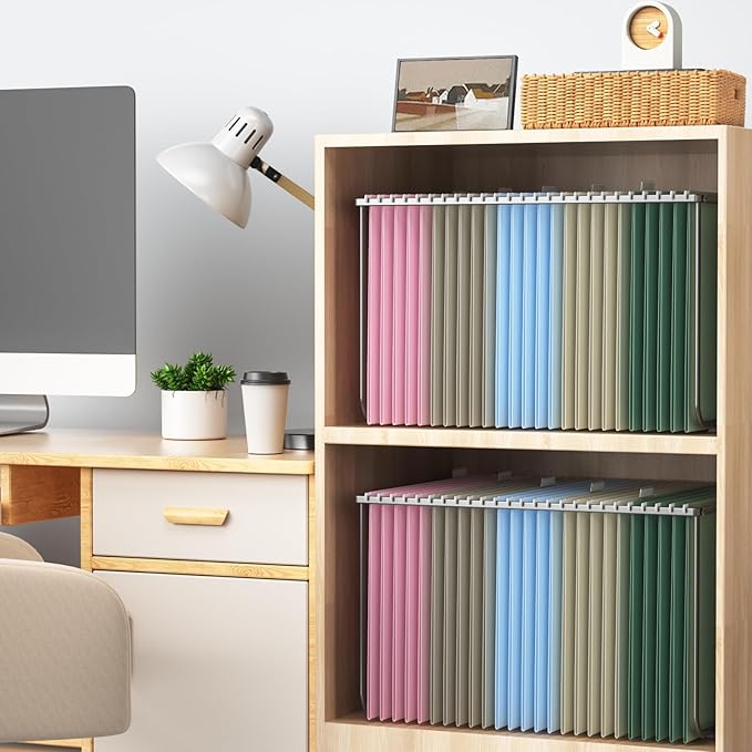 Hanging File Folders Letter Size, 25 Pack File Organizer Folders, 1/5-Cut Tabs With Hanging File Folder Framer, Heavy Duty 2 Inch Expansion, Stay Organized for Your Home and Office Bulk File.-DeskLoop Office