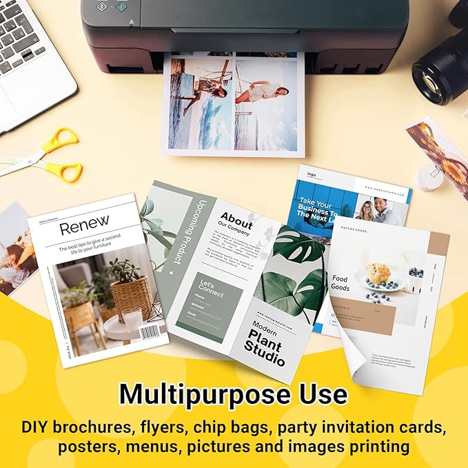 TECKWRAP Glossy Photo Paper 8.5" x 11", Glossy Photo Paper for Inkjet Printer, Works with Inkjet Printer, 60 Sheets, 260gsm/69 lb-DeskLoop Office