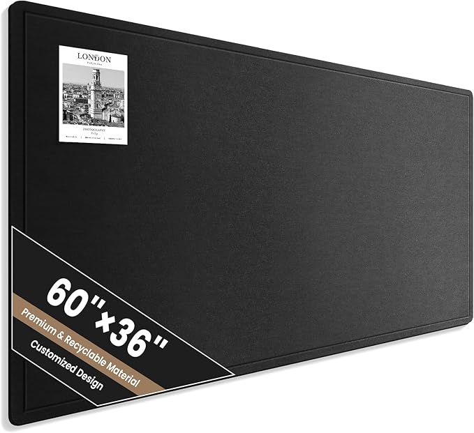 Large Bulletin Board, 60 X 36 Inches Felt Cork Board with 40 Pushpins, Foldable Felt Notice Pin Board Photo Display Board with Self-Adhesive Tape for Office Home School-DeskLoop Office