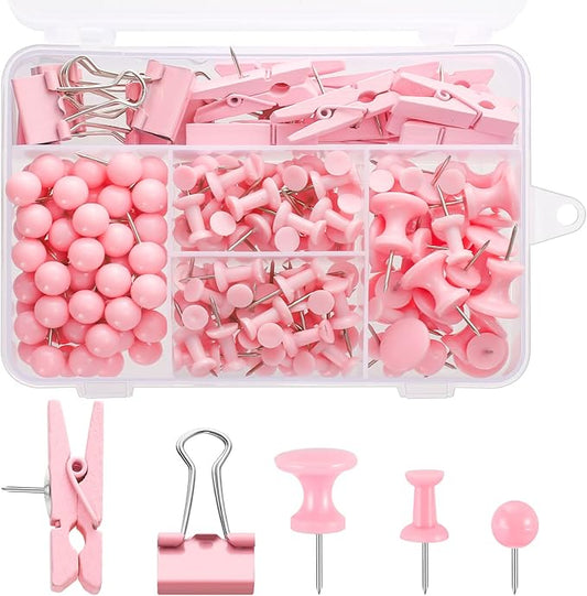 200 Pieces Pink Push Pins Thumb Tacks Cute Decorative Push Pins for Cork Board Bulletin Boards Wall Maps Pictures Office Supplies-DeskLoop Office