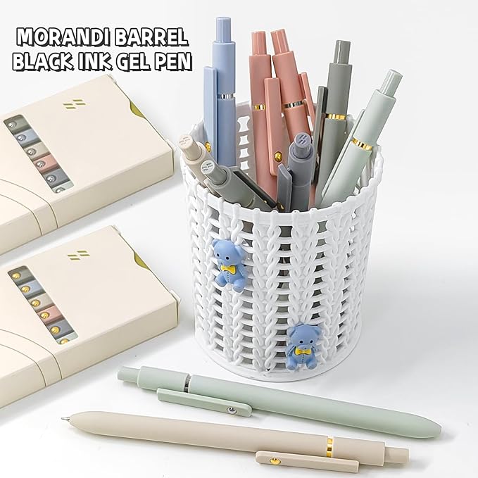 12 Pcs Gel Pens 0.5mm Quick Dry Black Ink Pens Fine Point Smooth Writing Pens, Cute Office and School Supplies Gifts for Women Teacher Students (12 Pcs Morandi Gold and Silver)-DeskLoop Office