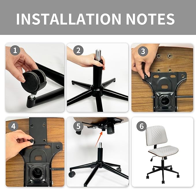 Stylish White Home Office Chair – Armless PU Leather Mid-Back Chair with Adjustable Height, Swivel Wheels, Walnut Finish for Study, Bedroom, or Dorm Room-DeskLoop Office