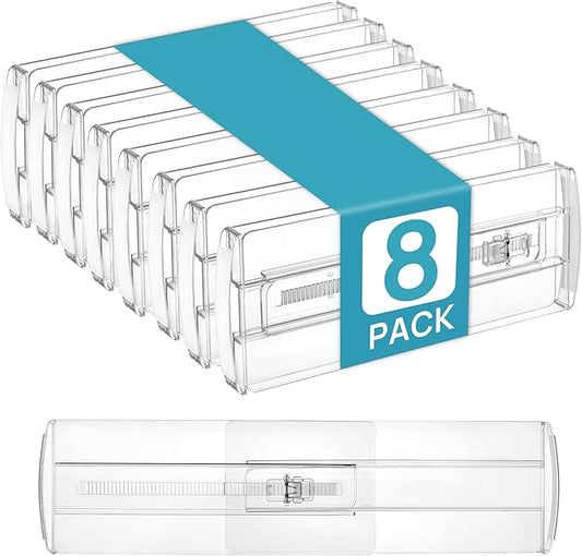 Vtopmart 8 Pack Drawer Dividers for Clothes, 4" High 10.2"-16.6" Adjustable Expandable Dresser Drawer Organizer, Clear Plastic Separators for Dresser, Baby Clothing, Underwear, Cosmetic, Toiletries-DeskLoop Office