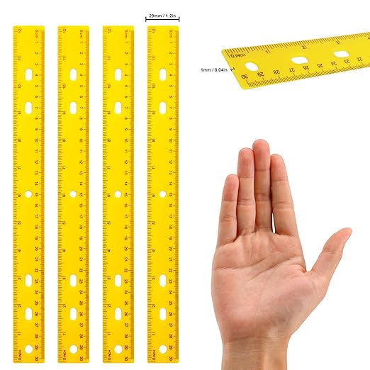 200 Pack 12 Inch Plastic Rulers Bulk, Yellow Plastic Ruler, Yellow Ruler with Dual-Scale Measurement, Easy to Store, for Home, Office, Practical Use by KUKLIPJIM-DeskLoop Office