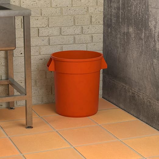 20 Gallon Orange Round Commercial Trash Can-DeskLoop Office