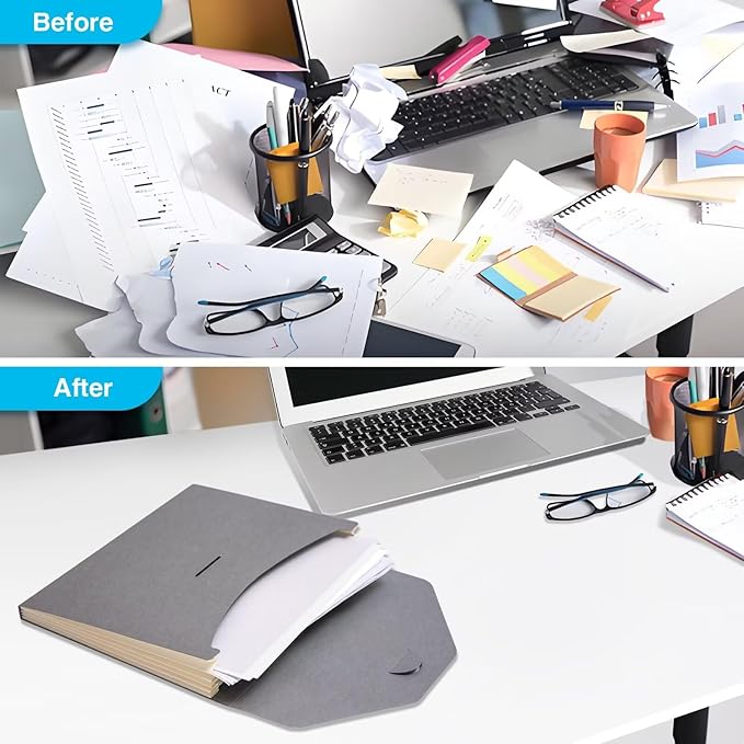 Blue Lake ECOLIFE Plastic-Free Accordion File Folders 6 Pocket Expanding File Folder Organizer Grey-DeskLoop Office