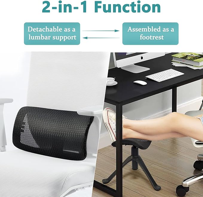 Footrest for Desk Adjustable Height 2-in-1 Function Rotatable Ergonomic Under Desk Footrest Ottoman Stool Rolling Leg Rest for Home Office (Black)-DeskLoop Office