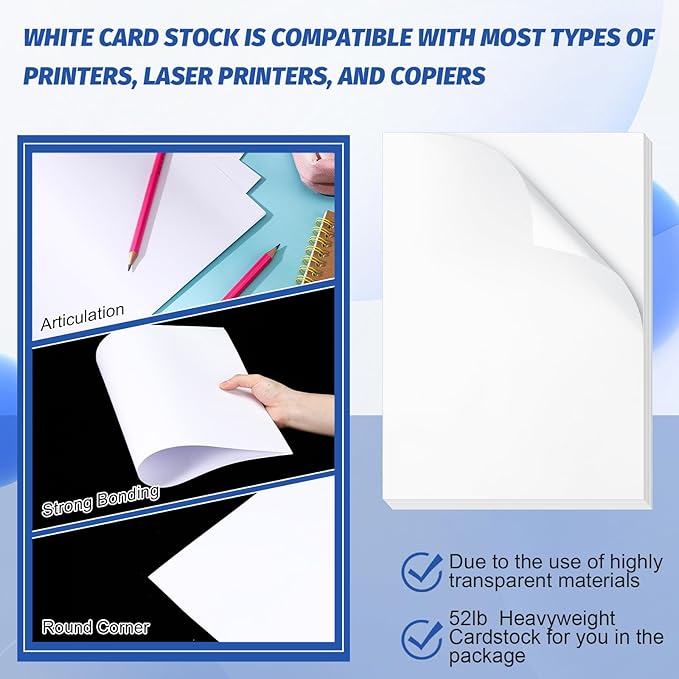 100 Pcs Printer Paper 11 x 17 Inch Copy Paper 52 lb Glossy Paper Heavy Weight Cardstock Tabloid Paper Heavy Card Stock for Presentation Laser Back to School Office Supplies(White)-DeskLoop Office