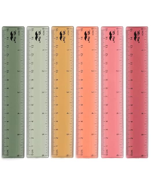 Mr. Pen- Ruler, 6 Inch, 6 Pack, Vintage Colors, Rulers for School, Clear Plastic Ruler, Back to School Supplies-DeskLoop Office