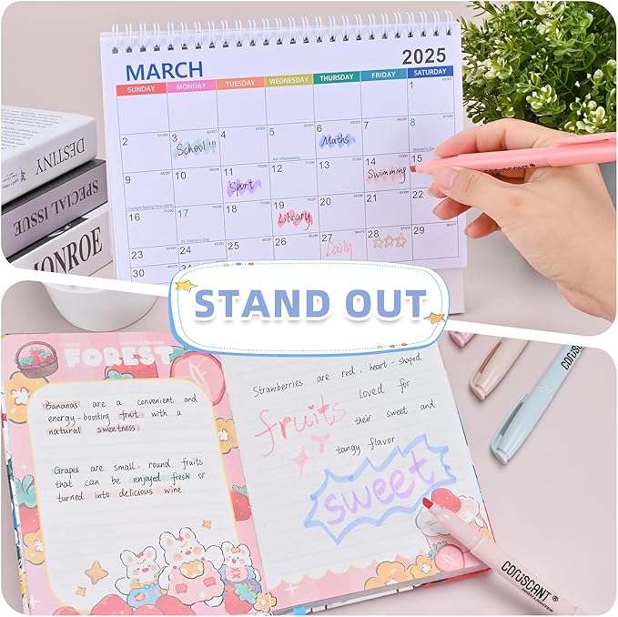 coruscant Pastel Highlighters Set, Assorted Colors Chisel Tip Cute Bible Highlighters, No Bleed Dry Quickly, for Journal Bible Study, Perfect for thin paper, School Office Supplies, 8 Pack-DeskLoop Office