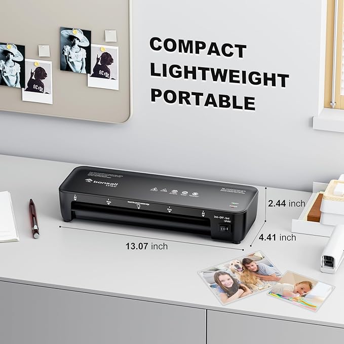 Bonsaii Laminator, 9 Inch Thermal Laminator Machine with Never Jam Technology for Doc/Posters/Photo, Personal Laminating Machine Simple Convenient for Home, Office and School Black-DeskLoop Office
