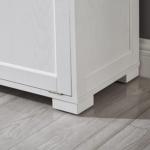 OLD CAPTAIN Double Tilt Out Trash Cabinet, Wooden Kitchen Garbage Can Free Standing Holder (White)…-DeskLoop Office