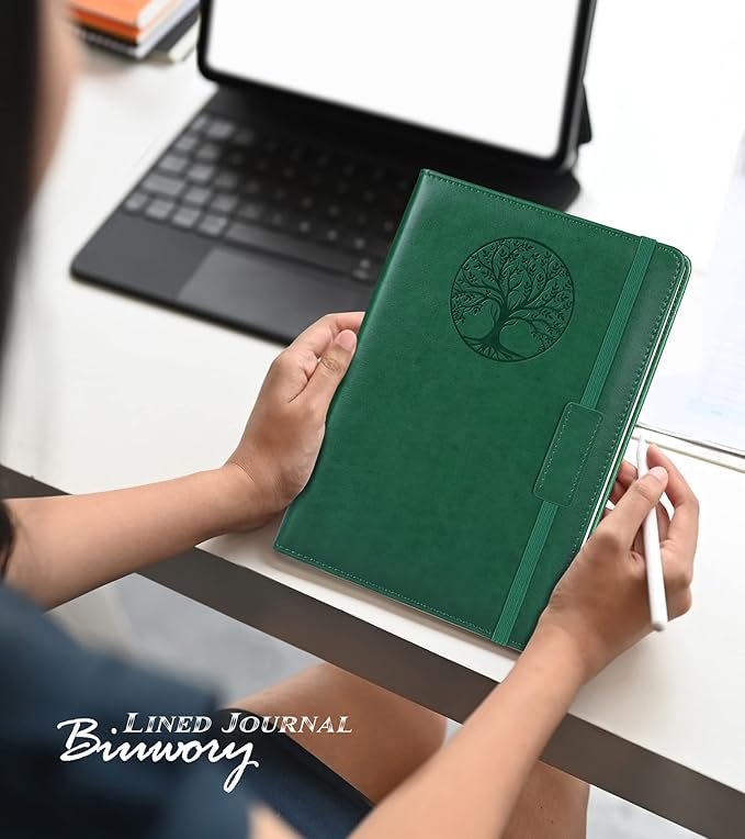 Lined Journal Notebook for Women Men,256 Pages A5 Hardcover Leather Journals for Writing,Travel,Business,Work & School,College Ruled Notebooks for Note Taking,Diary Notepad 5.7"×8.3"(green)-DeskLoop Office