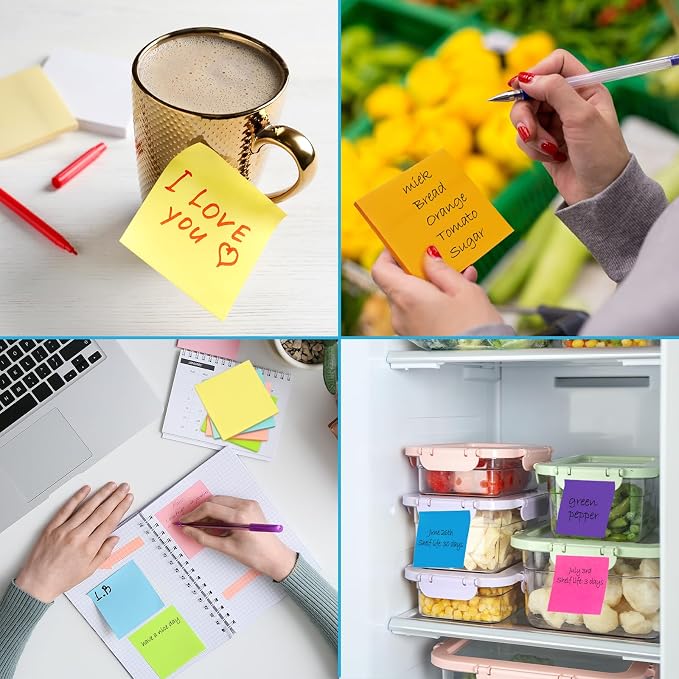48 Pack 2400 Sheets Sticky Notes 3x3, 8 Colors Sticky Note Pads, Colored Sticky - Image 7