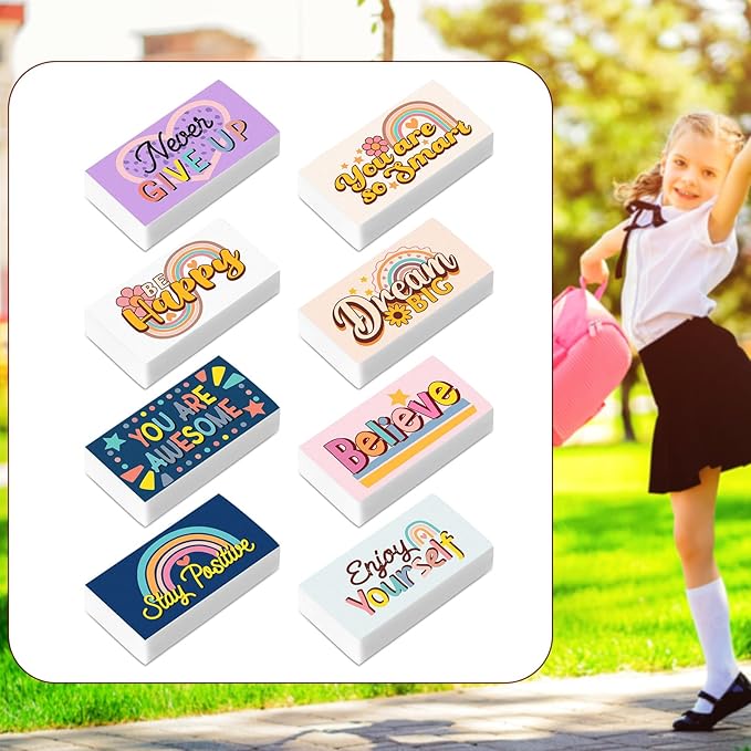 100 Pcs Inspirational Pencil Erasers Bulk for Kids Fun Motivational Eraser School Supplies Back to School Office Supplies for Classroom Office Teacher Artists (Boho)-DeskLoop Office