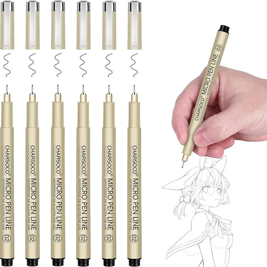 02 Micro Pen, Black Fine Point Pen with Waterproof Archival Ink, 0.28mm Fineliner Ink Pens for Artist Illustration, Sketching, Anime, Manga, Technical Drawing and Scrapbooking-DeskLoop Office