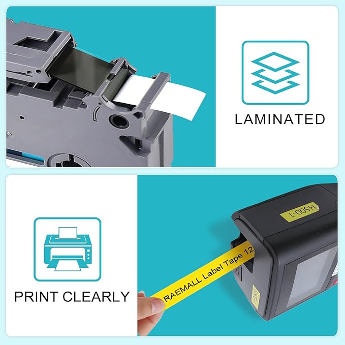 5-Pack Label Maker Tape Replace for Brother TZe TZ Tape 12mm 0.47 Laminated White Red Blue Yellow Green TZe231 431 531 631 731 Work for Brother P Touch Label Maker PTH110 PTD220 PTD210-DeskLoop Office