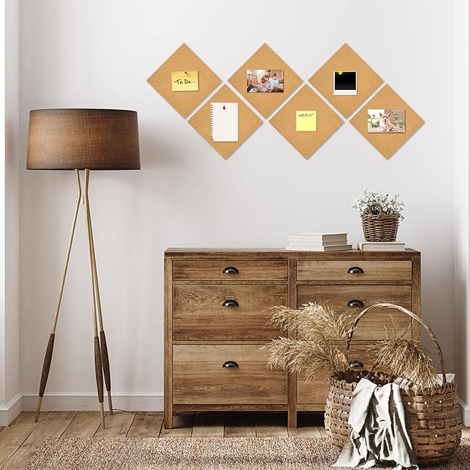 Cork Board Tiles 12"x12" - 1/2" Thick 10 Pack Cork Board Square Bulletin Boards Self Adhesive Corkboards for Walls Pin Boards Corkboards for Office Home School Decor-DeskLoop Office