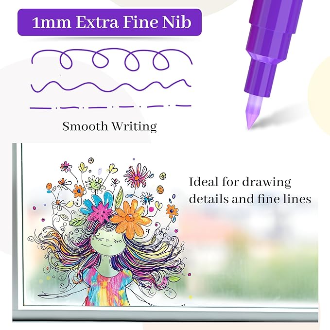 KERIFI Liquid Chalk Markers Fine Tip 1.0 mm, 12 Colors Wet Erase Makers for Chalkboard Calendar, Erasable Chalk Pens for Chalkboard, Blackboard, Bistro, Menu, Glass, Wedding Signs, 45 Labels Included-DeskLoop Office