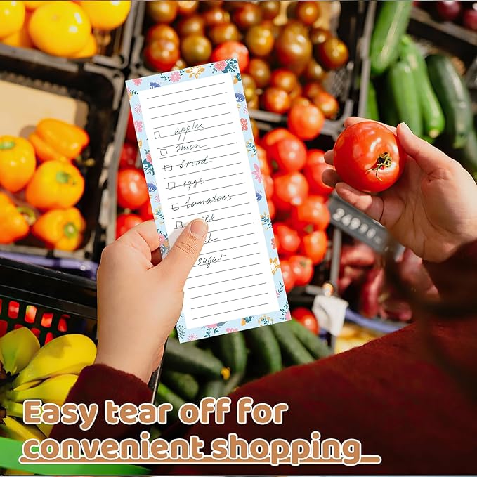 4 Pack Magnetic Note Pad for Fridge with Pen Holder, Totally 200 Sheets Magnetic To Do List, Shopping List, Grocery List, Memo Pads for Refrigerator(Flower Design)-DeskLoop Office