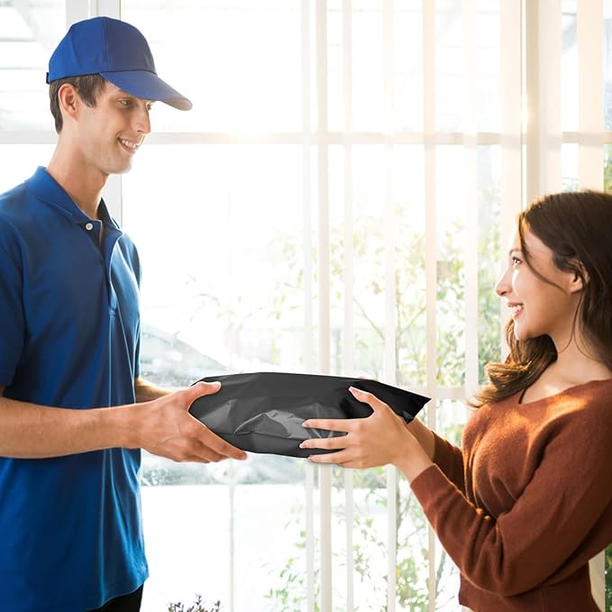 Poly Mailers 10x13 Inch 200 Pcs, Black Shipping Bags, Mailing Envelopes with Self Seal Adhesive Strip, Waterproof and Tear-Proof Poly Bags for Non-Fragile Items-DeskLoop Office