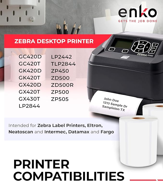 enKo 4" x 2" Labels for Zebra Desktop Printers (48 Rolls | 36,000 Labels) Direct Thermal Address Mailing Shipping Barcode FBA Stickers FNSKU Label for Zebra and Eltron (Perforated)-DeskLoop Office