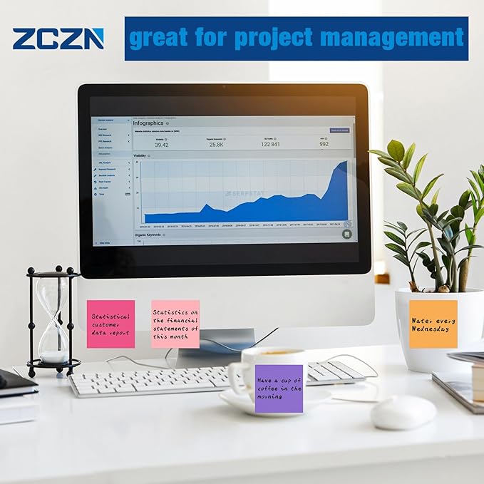 ZCZN 400 Sheets Pop-up Sticky Notes, 3 x 3 Inches, 4 Pads Bright Color - Image 8