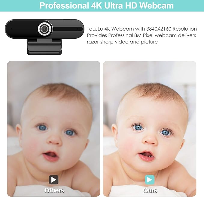 UHD 4K Webcam with Microphone: 8MP USB Computer Web Camera with Privacy Shutter and Tripod, External Webcam Pro Streaming Webcams PC Cam w/Mic Noise Reduction for Winsdows Mac OS Desktop Laptop-DeskLoop Office