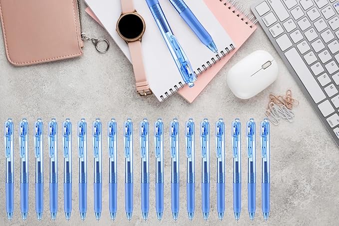 Aozora Blue Gel Pens Fine Point Smooth Writing Pen 40 Pack Retractable Blue Gel Ink Pen with Soft Grip 0.5mm Quick Dry Office School Supplies(20 Pens with 20 Refills)-DeskLoop Office