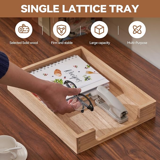 Kirigen Wood Letter-Size Tray Single-Tier (TP-NA)- Wooden Tones Collection Front-Load Documents Tray for Office Desktop Organizer - Desk Magazine, File, Folder, Paper Holder Natural-DeskLoop Office