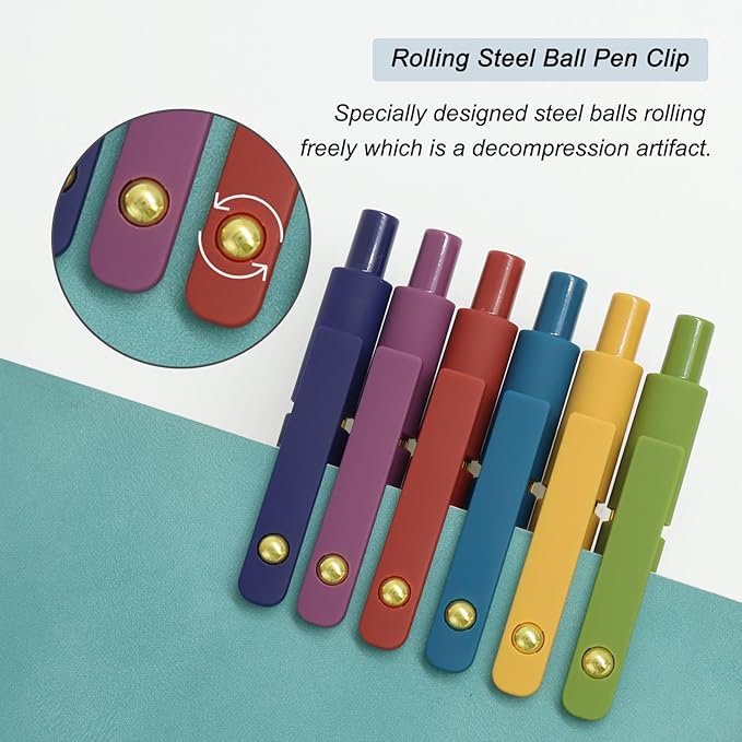 Gel Pens, 6 Pcs 0.5mm Fine Point Smooth Writing Pens Cute Pen, High-End Series Black Ink Pen for Journaling Note Taking, School Office Supplies for Women Men (6 Pcs Gold Vintage)-DeskLoop Office