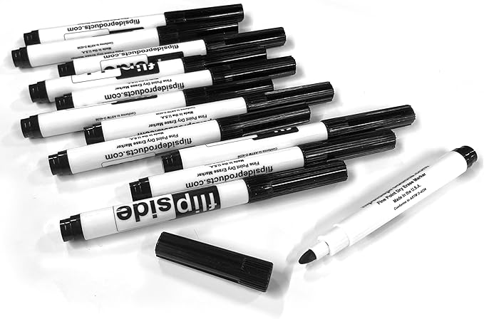 Flipside Products Rectangular Dry Erase Answer Paddles w/Black Dry Erase Marker and Erasers, Auction, Handheld Whiteboard, Handle Response Board, 72 Pieces, Set of 24-DeskLoop Office