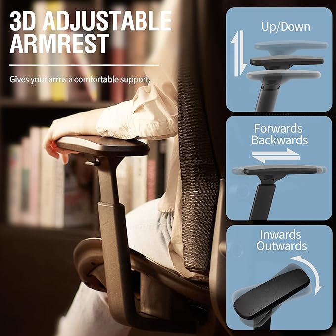 ELABEST Mesh Office Chair,Ergonomic Computer Desk Chair,Sturdy Task Chair- Adjustable Lumbar Support & Armrests,Tilt Function,Comfort Wide Seat,Swivel Home Office Chair (Black)-DeskLoop Office