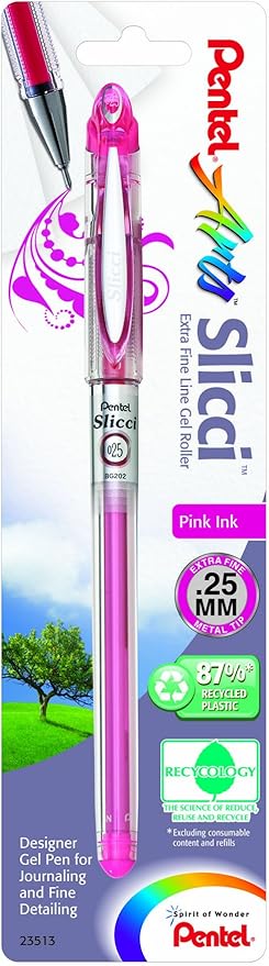 Pentel Arts Slicci 0.25 mm Extra Fine Gel Pen, Pink Ink, 1 Pack (BG202BPP1)-DeskLoop Office