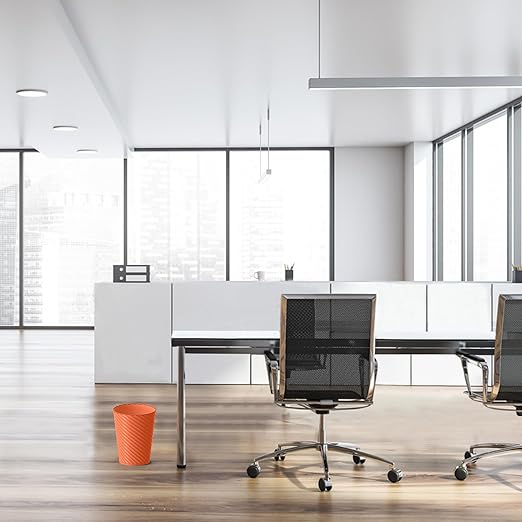 Bathroom Trash Can, 3 Pack 1.8 Gallons Small Trash Can with Trash Bags, Bathroom Garbage Can, Plastic Trash Bin, Round Waste Basket for Bedroom, Office, Kitchen, Compact Space (Orange)-DeskLoop Office