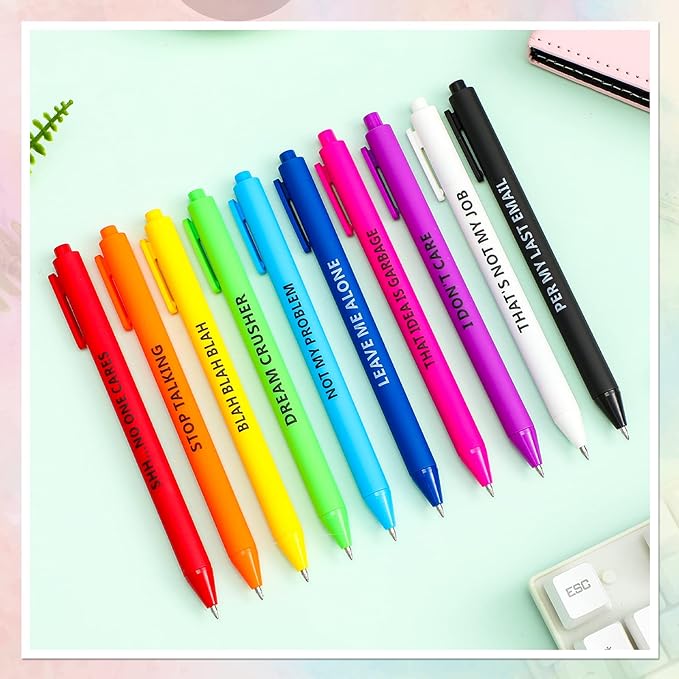 Epakh 50 Pcs Funny Pens Inspirational School Pens Bulk Positive Motivational Quotes on Ballpoint, Black Ink Pen for Adults Back to Schools Gift from Teacher(Optimisti,Bright Colors)-DeskLoop Office