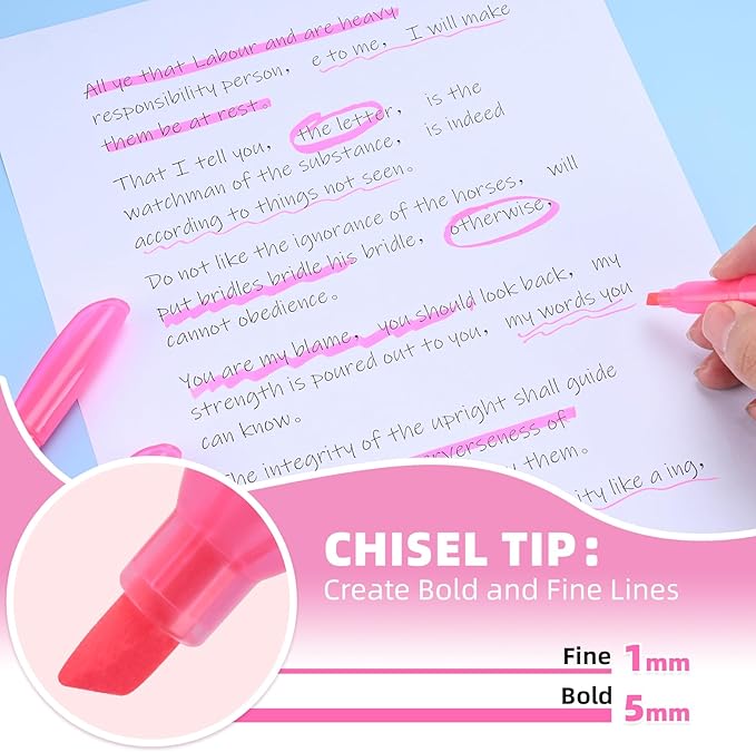 Highlighters 36 Pack, Chisel Tip Pink Highlighter Bright Colors, Quickly Drying, Perfect for Students Kids Adults Highlighting in Classroom, School, Office-DeskLoop Office