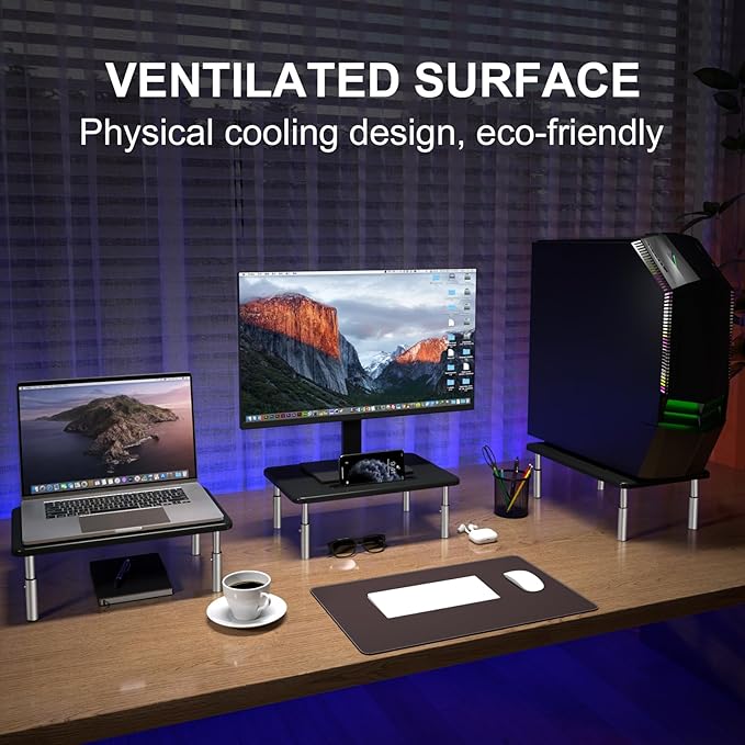 suptek Monitor Laptop Stand,Monitor Laptop Stand Riser for Desk,3 Height Adjustable,Laptop Computer Stand With Metal Vented Platform for Laptop, PC, Printer(MST003M)-DeskLoop Office