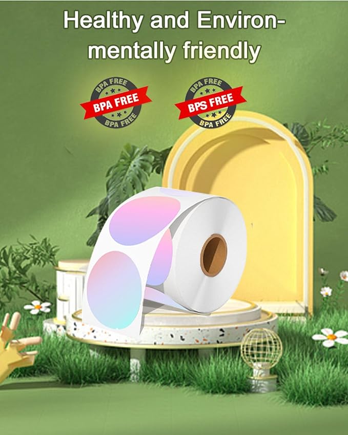 3 inch Round Thermal Labels, Thermal Printer Labels use for Barcode, Shipping, Customized, Circle Direct Thermal Stickers 500 Labels for Printer, 3 Color-DeskLoop Office