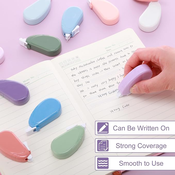 Chivao 100 Pack Mini Correction Tape Bulk Ink Corrector Eraser Tape Set Cute Aesthetic Colorful Instant Correction Applicator for Office School Student Stationery Supplies, 0.2 x 158 Inch (Pastel)-DeskLoop Office