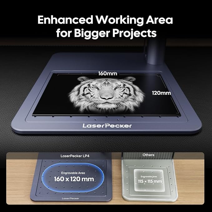 LaserPecker LP4 Dual-Laser Engraver with Cubic Protection Cover, Auto-Pause Safety Sensor, Smoke Extraction for Engrave Metal, Wood, Plastic, Rotary & Slide Extensions Included-DeskLoop Office