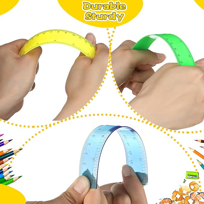 Teling 192 Pack Rulers Bulk for Classroom Transparent Colorful Metric Rulers with Inches and Centimeters 8 Colors for Kids Back to School Supplies(6 Inch)-DeskLoop Office