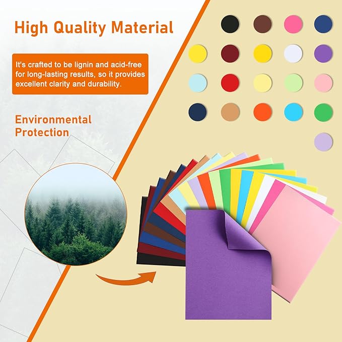 40 Sheets Colored Cardstock 8.5 x 11 Craft Paper, 20 Assorted Colors 75lb Thick Construction Paper Card Stock for DIY Making Cards, Wedding Invitations, School, Memus, Birthday Decorations-DeskLoop Office