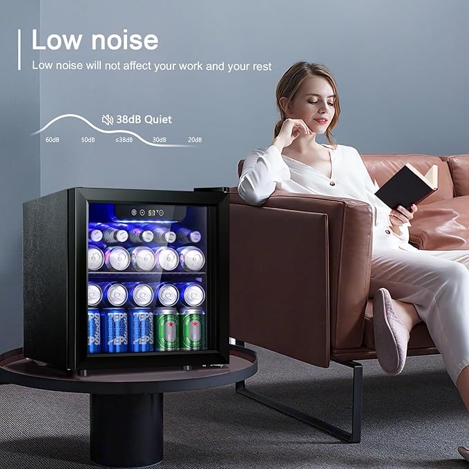 Antarctic Star 12 Bottle/48 Can Beverage Refrigerator, Wine Cooler/Cabinet, Mini Drink Fridge, Clear Front Glass Door Counter Top Red Cellar Beer Soda Bar Quiet Compressor Freestanding 1.3 cu.ft.-DeskLoop Office