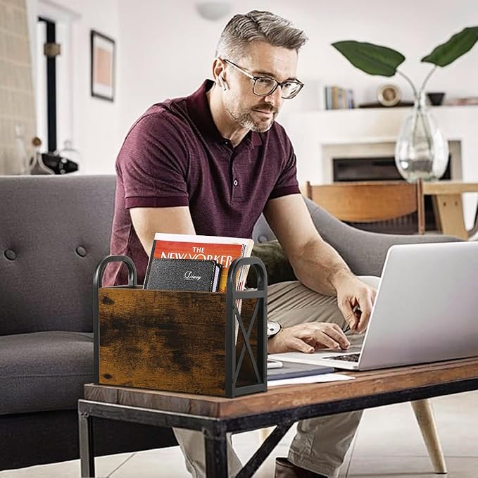 YINMIT Magazine Holder, Magazine Rack Floor, Magazine Storage Basket, Folder Organizer Bin for Books, Newspapers, Tablets-DeskLoop Office